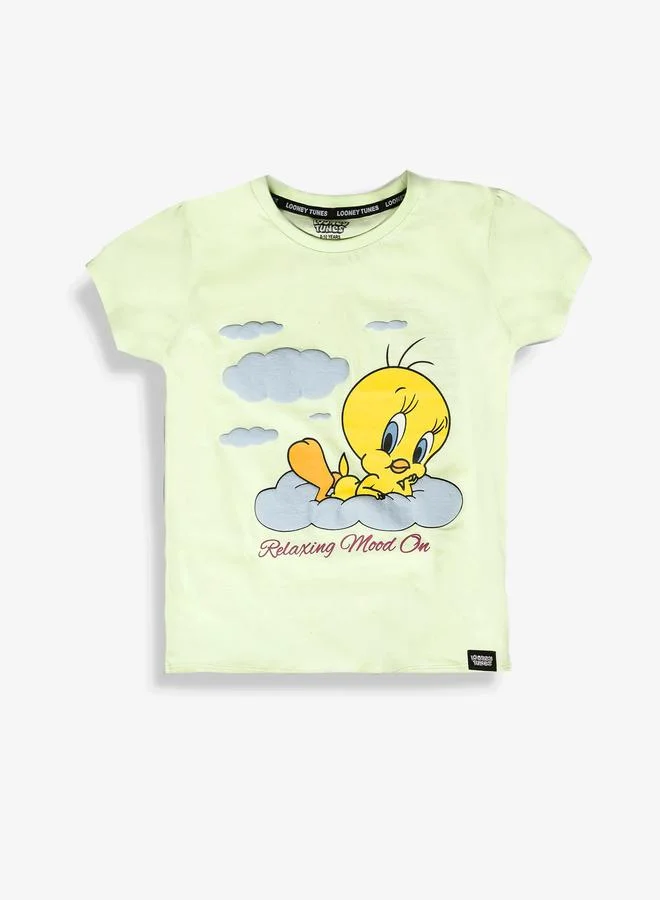 Looney Tunes Graphic Print Round Neck Fashion T-shirt
