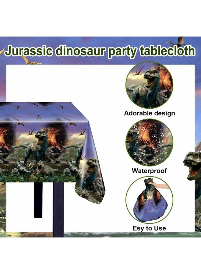 Avezano 3 Pcs Dinosaur Tablecloth Dinosaur Birthday Party Decorations Disposable Dinosaur Table Cover Dinosaur World Plastic Tablecloth For Kids Adults Birthday Party, 108X54 Inch - Image 3