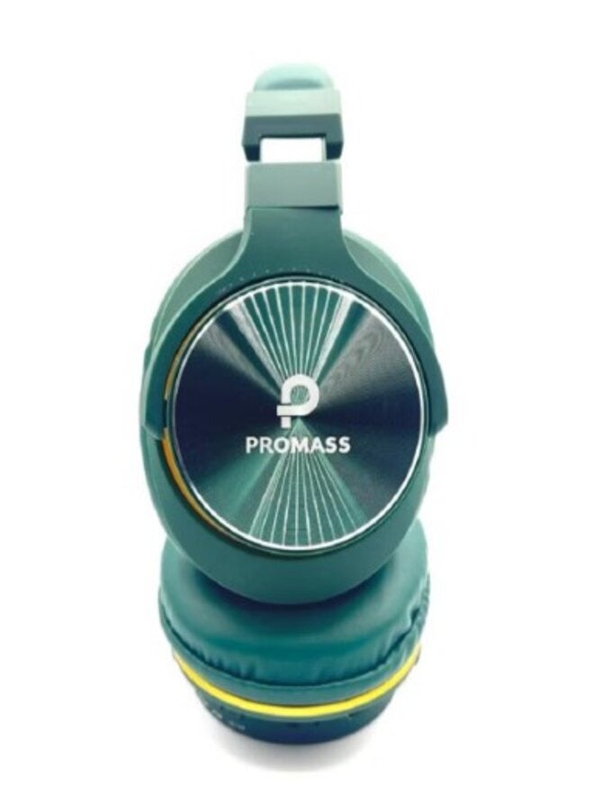 PROMASS Wireless On-Ear Headphones with Mic Green - Image 1