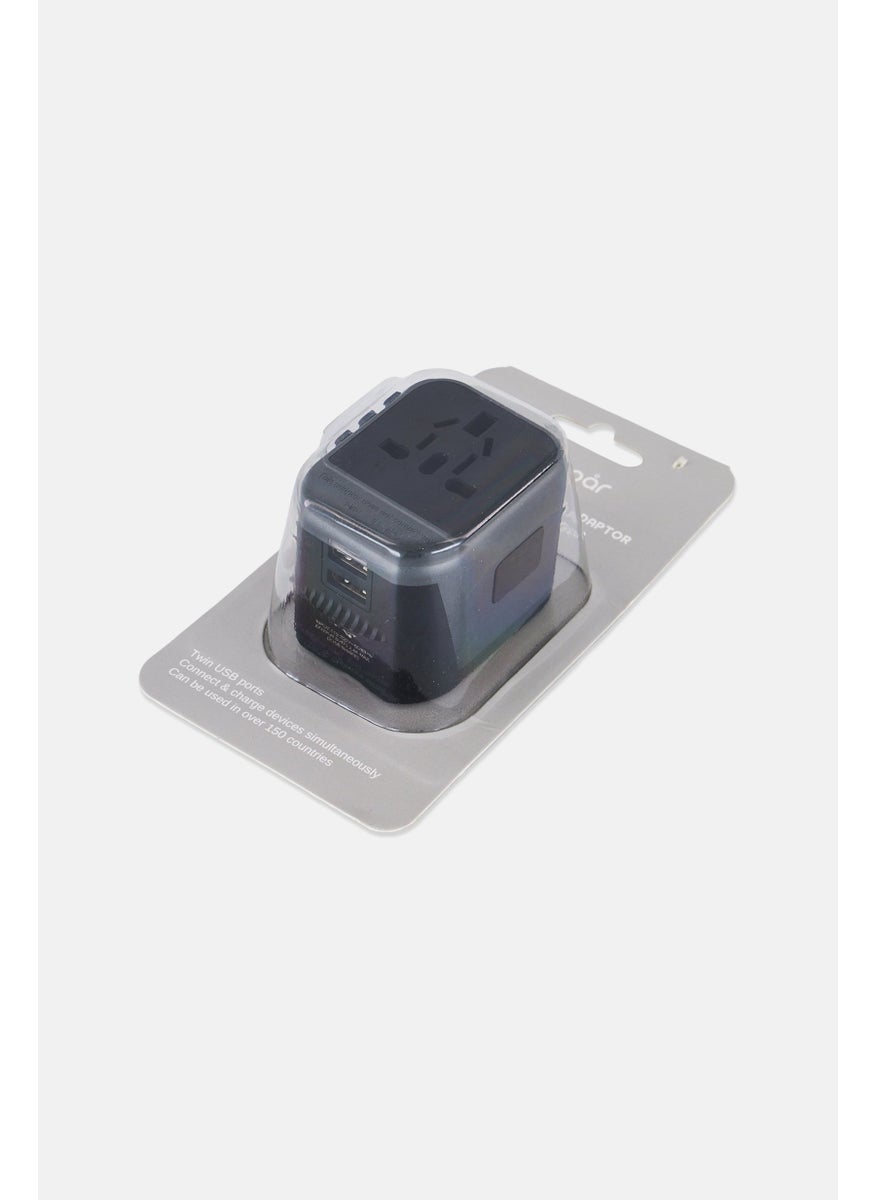 Algspar Worldwide Travel Adaptor With USB Charger, Black  - Image 3
