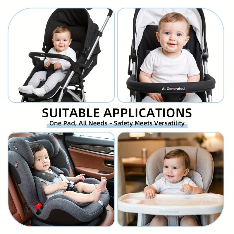 Light Grey Baby Chair Cushion Soft Breathable Ergonomic Car Safety Stroller Pad Machine Washable - Image 4