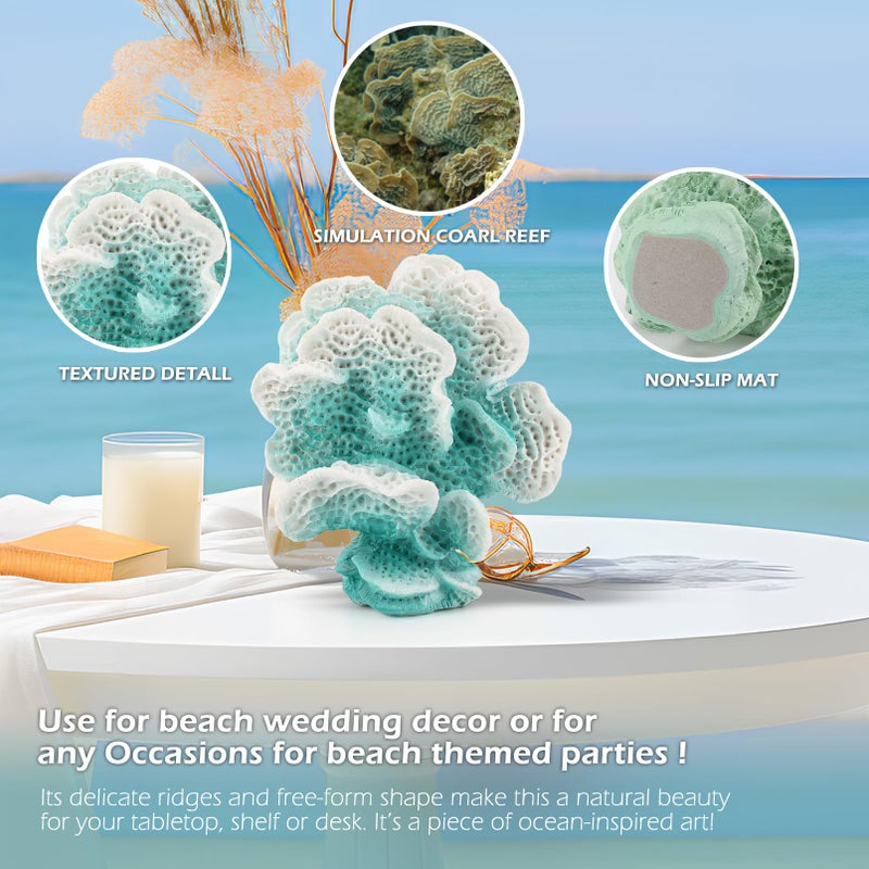 Accessoryway Turquoise Blue Coral Reef Decor,Modern Coastal Decor for Home: Small Faux Coral Statue for Nautical Themed Parties and Table Centerpieces -6.2"â€¦ - Image 3
