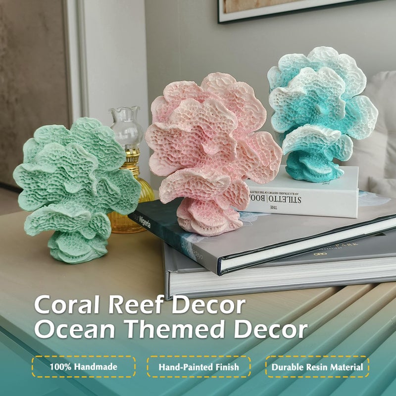 Accessoryway Turquoise Blue Coral Reef Decor,Modern Coastal Decor for Home: Small Faux Coral Statue for Nautical Themed Parties and Table Centerpieces -6.2"â€¦ - Image 5