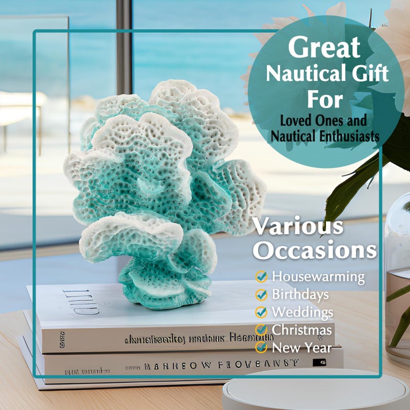 Accessoryway Turquoise Blue Coral Reef Decor,Modern Coastal Decor for Home: Small Faux Coral Statue for Nautical Themed Parties and Table Centerpieces -6.2"â€¦ - Image 4