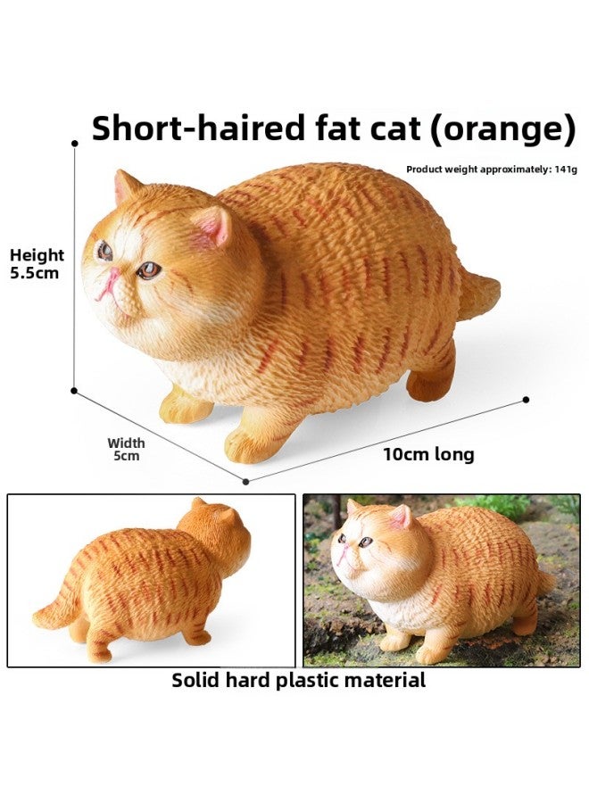 Children's Simulation Short-haired Fat Cat Model Cognitive Cat Accessories Domestic Cat Birthday Gift English Short Tabby Doll Ornaments-Color:M-3245 Short-haired Fat Cat (yellow)  - Image 1
