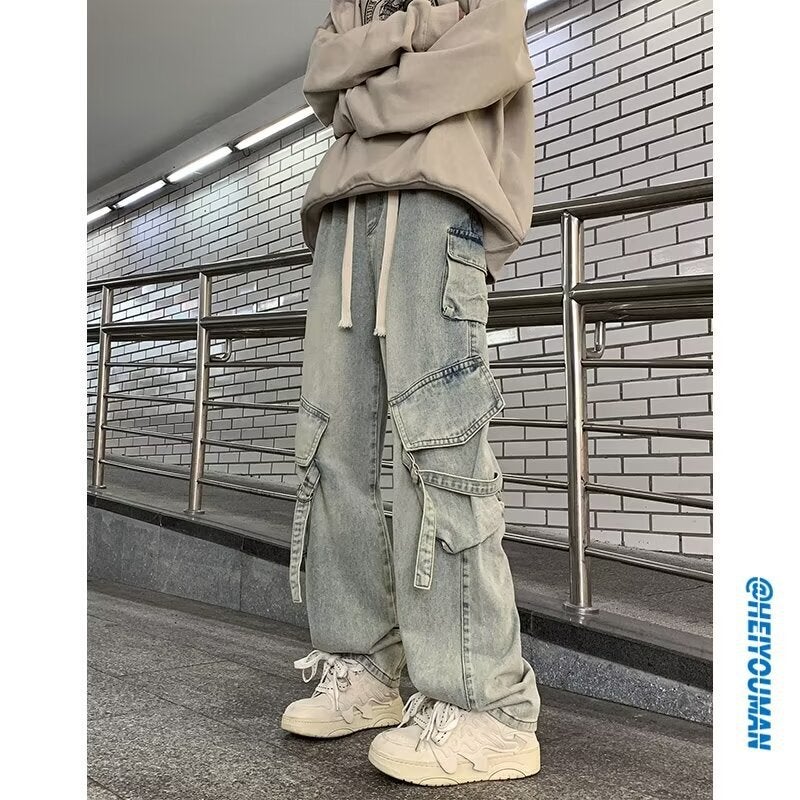 Unisex Classic Denim Jeans Loose Fit Daily Outdoor Wear - Image 1