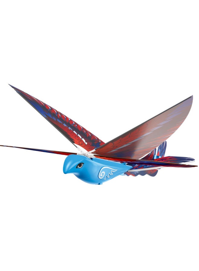 Outdoor Bionic Remote Control Bird Roll Free Flight Electric Flapping Wing Luban Bird Cool Children's Toy Lights-Specifications:Blue Hand-thrown Bird (without Remote Control)  - Image 1