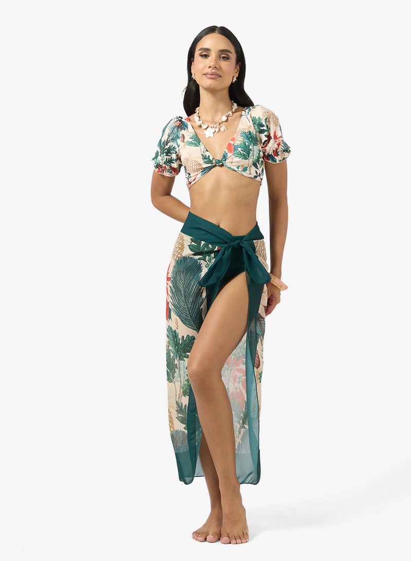 ايلا بيكيني مطبوع مع سارونغ للشاطئ - Image 1