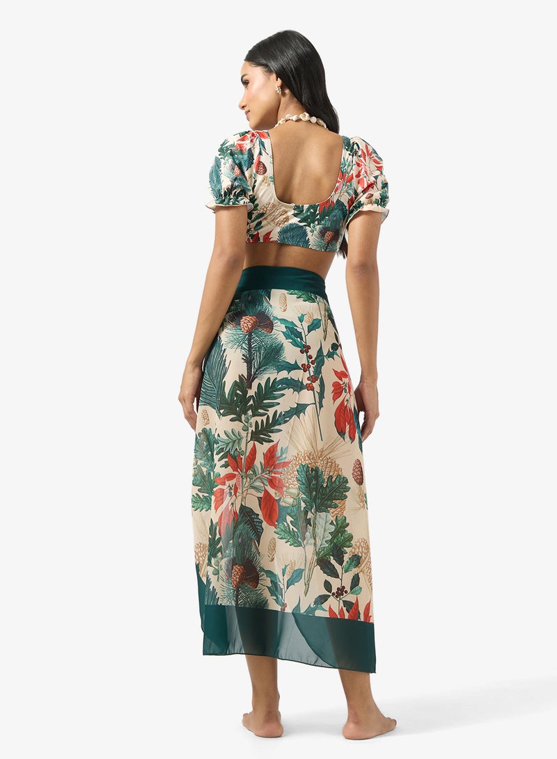 ايلا بيكيني مطبوع مع سارونغ للشاطئ - Image 2