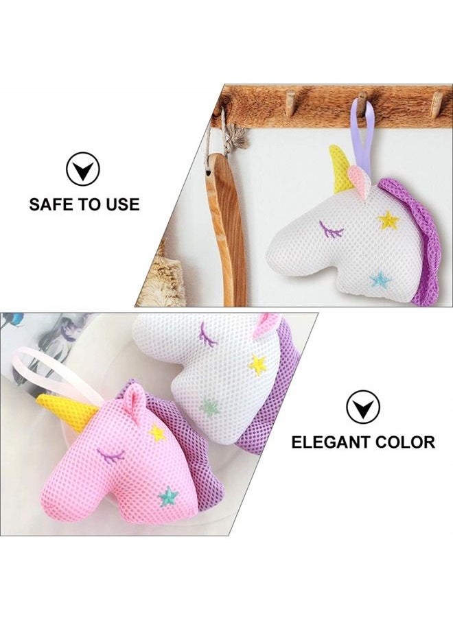 minkissy - Minkissy 2pcs Unicorn Bath Shower Sponge Eco- Friendly Pouf Loofahs Exfoliating Mesh Brush Bath Shower Ball for Exfoliate Cleanse Soothe Skin - Image 1