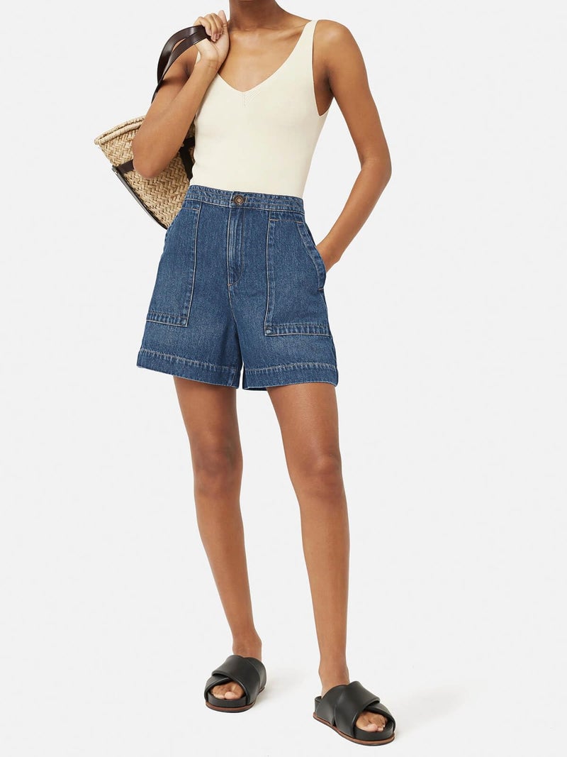 PLNOTME Womens Casual High Waisted Denim Shorts Wide Leg Summer Jean Shorts with Pockets - Image 4