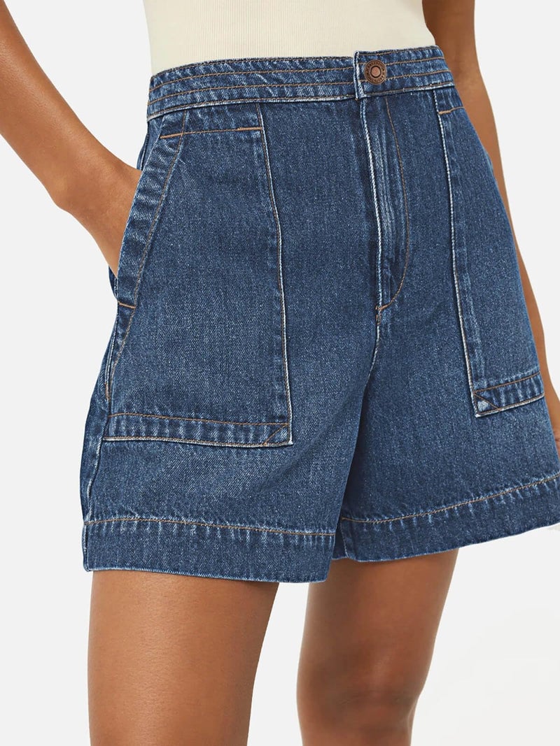 PLNOTME Womens Casual High Waisted Denim Shorts Wide Leg Summer Jean Shorts with Pockets - Image 2