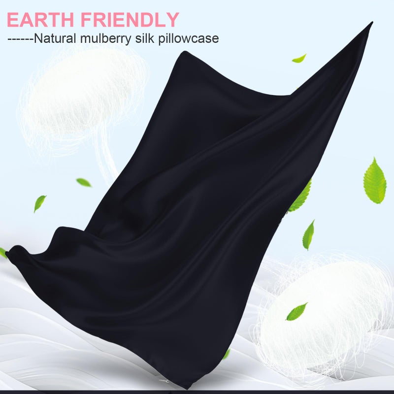 LYSHIN Mulberry Silk Pillow Cases 2 Pack Standard Size 20x26 Inches with Hidden Zipper  Ultra Smooth and Soft Breathable Cooling Silk Satin Pillowcase Set of 2  Better for Hair and Skin  Gifts for Women Men - Image 2