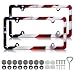LIN KANG American Flag License Plate Frame Holder 2 Pack Patriotic Universal Aluminum Matte Stripe US Flag Gloss Car Plate Frame Covers with 4 Holes and Screws Fasteners Caps - Image 2
