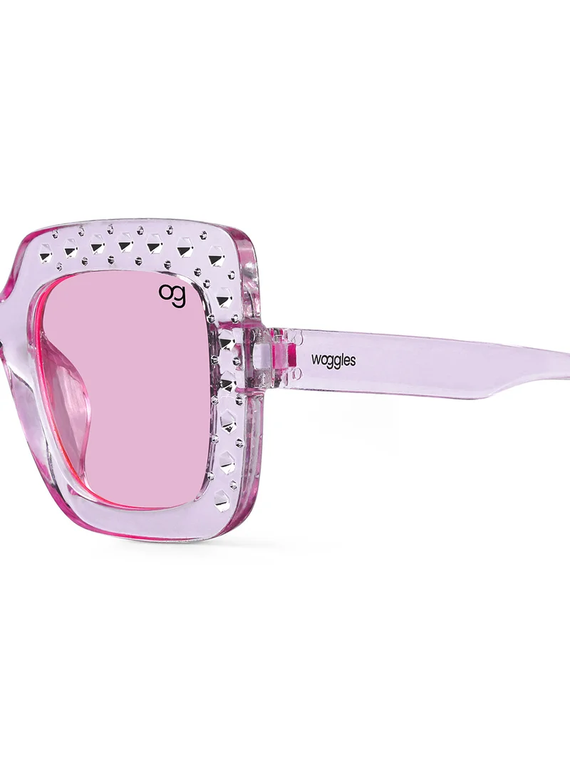 Woggles Stylish Pink Kids Square Sunglases