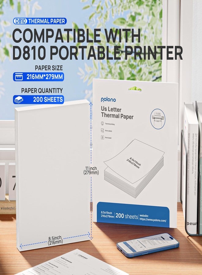 POLONO D810 8.5 x 11 inch Thermal Paper Advanced Thermal Printing, US Letter Size Thermal Paper. Compatible with D810, Size 8.5 x 11 inch, 200 Sheets - Image 2