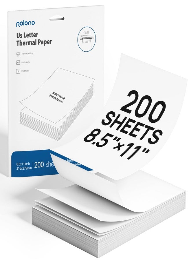 POLONO D810 8.5 x 11 inch Thermal Paper Advanced Thermal Printing, US Letter Size Thermal Paper. Compatible with D810, Size 8.5 x 11 inch, 200 Sheets - Image 1