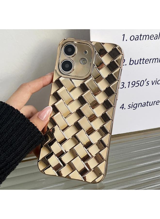 Zaboon Case For iPhone 12 Retro Weave Texture Electroplating Phone Case - Image 1