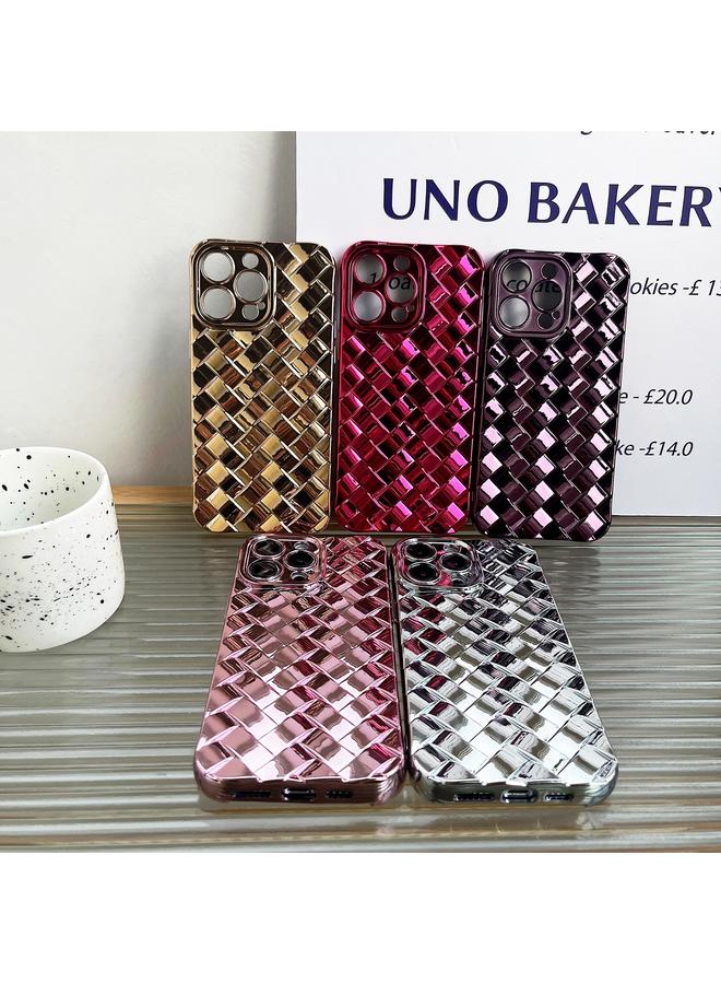 Zaboon Case For iPhone 12 Retro Weave Texture Electroplating Phone Case - Image 2