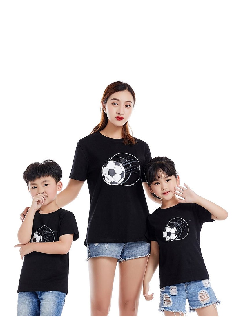Loquat Unisex Family Couple Parent-Child clothing Football Pattern T-shirt Black - Image 1