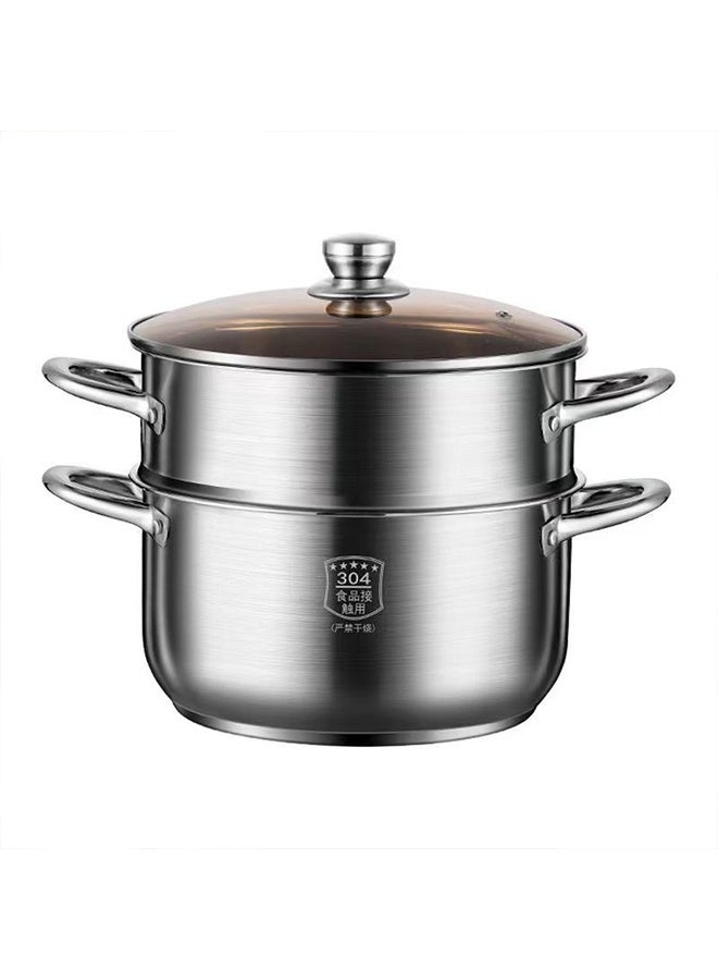 موندا قدر بخار مزدوج الطبقات من الفولاذ المقاوم للصدأ، سعة 4 لترات - قدر بخار متعدد الوظائف بمقبض مقاوم للحرارة، آمن للغسل في غسالة الأطباق، مناسب لأفران الطهي الحثية والغازية والسيراميكية، فضي اللون. - Image 3