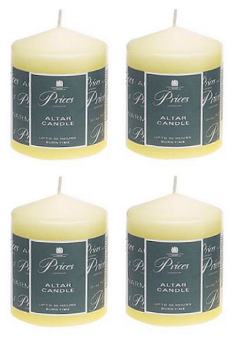 4 x Prices Ivory Altar Candle 100mm X 80mm 50 Hours Burn Time