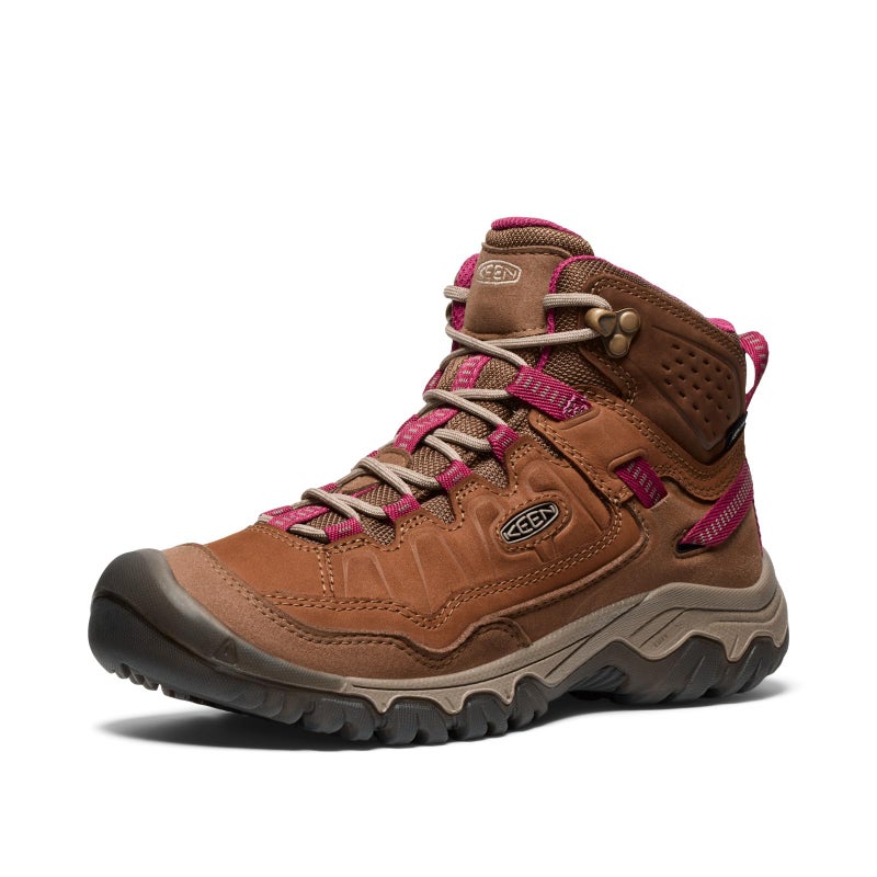 KEEN Women's Targhee 4 Mid Height Durable Comfortable Waterproof Hiking Boots, Bison/Beaujolais, 7 - Image 1