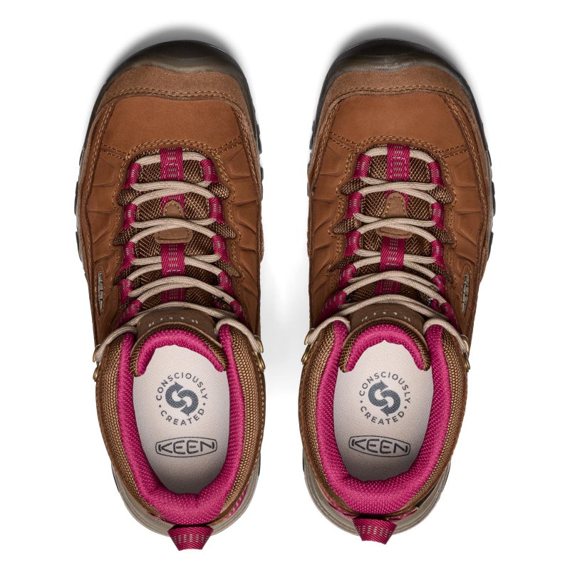 KEEN Women's Targhee 4 Mid Height Durable Comfortable Waterproof Hiking Boots, Bison/Beaujolais, 7 - Image 5