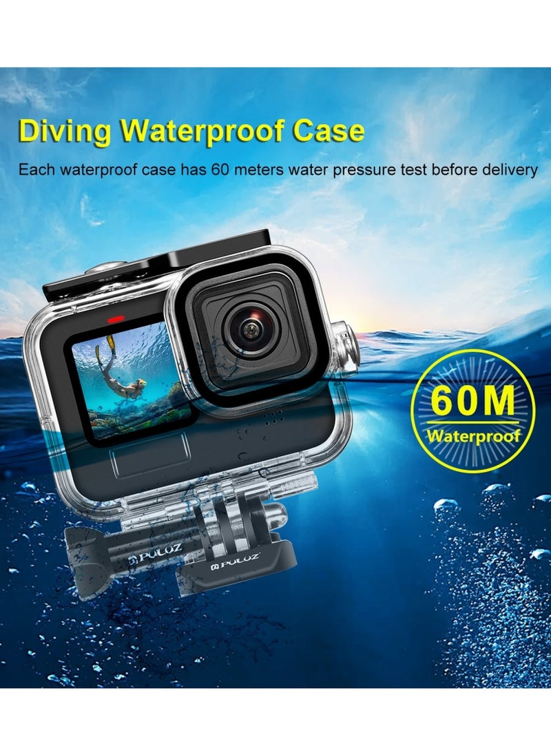 PULUZ - 60M Waterproof Housing Case Diving Case Protective Cover Shell for GoPro Hero 12/Hero 11/Hero 10/Hero 9 Black Diving Protective Housing Shell - Image 1