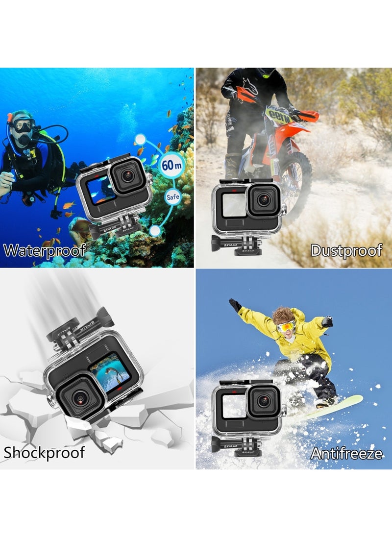PULUZ - 60M Waterproof Housing Case Diving Case Protective Cover Shell for GoPro Hero 12/Hero 11/Hero 10/Hero 9 Black Diving Protective Housing Shell - Image 1