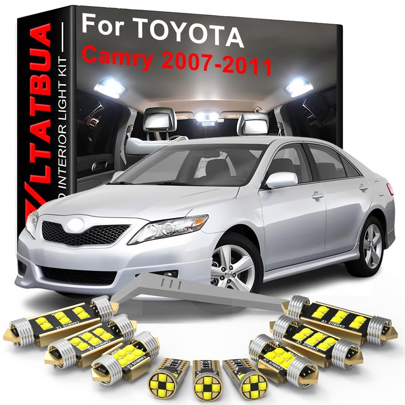 LED Interior Light Kit Package Replacement for TOYOTA Camry 2007 2008 2009 2010 2011 Super Bright 6000K White Bulbs Install Tool