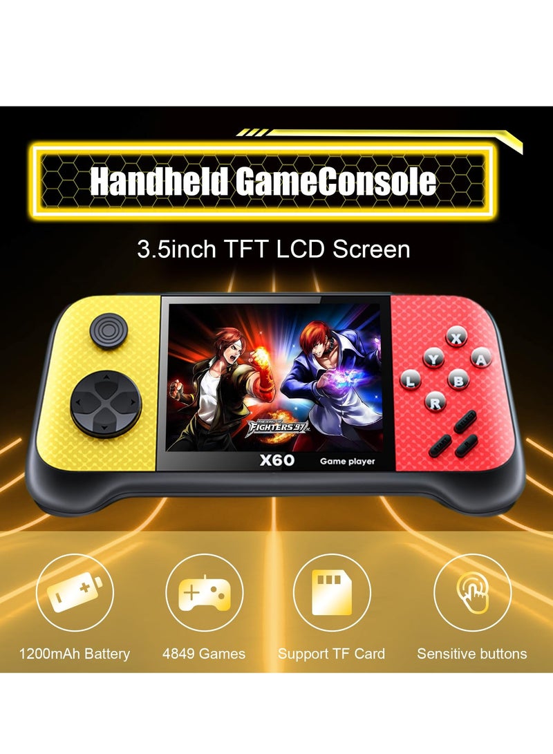Excefore Handheld Game Console, Retro Game Console Built-in 4849 Classic Games, 3.5-inch TFT LCD Screen, 10 Emulators, MP3/MP4/Ebook - TV OUT - Portable Game Player with 2 Gamepads - Image 2
