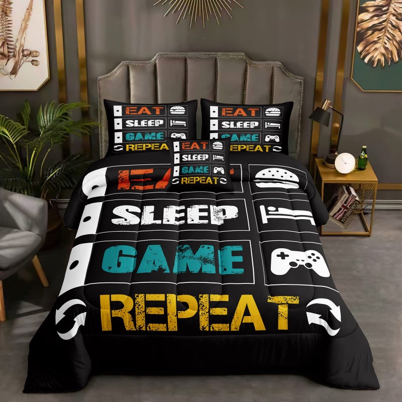 ROWADALO 6 Pieces Gaming Bedding Set for Boys Gamer Comforter Set Queen Size,Game Controller Comforter for Boys Kids Teen 3D Gamepad Microfiber Bedding Sets 6 Pieces Bed in A Bag Sets H5008,Queen - Image 2