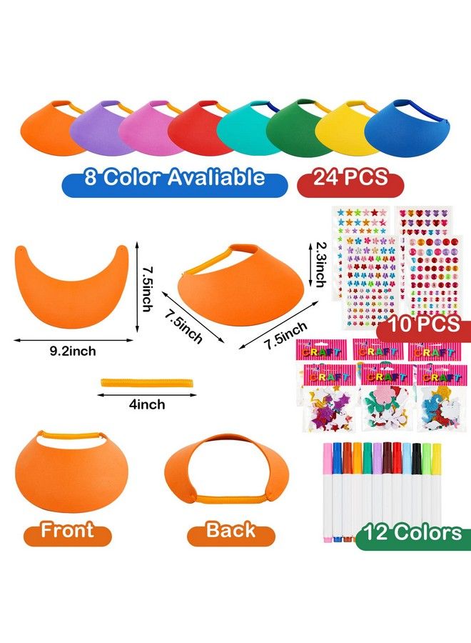 Outus Foam Visors For Kids Include Assorted Color Sun Visor Foam Hats Diy Crafts Outdoor Sports Supplies Stickers And Markers (Stylish 35 Pcs)  - Image 3