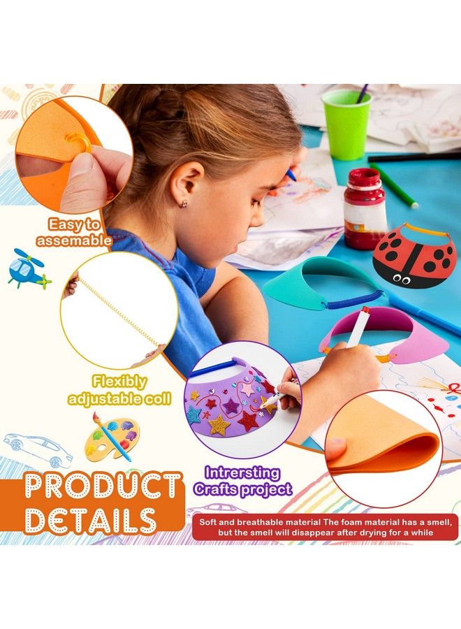 Outus Foam Visors For Kids Include Assorted Color Sun Visor Foam Hats Diy Crafts Outdoor Sports Supplies Stickers And Markers (Stylish 35 Pcs)  - Image 4
