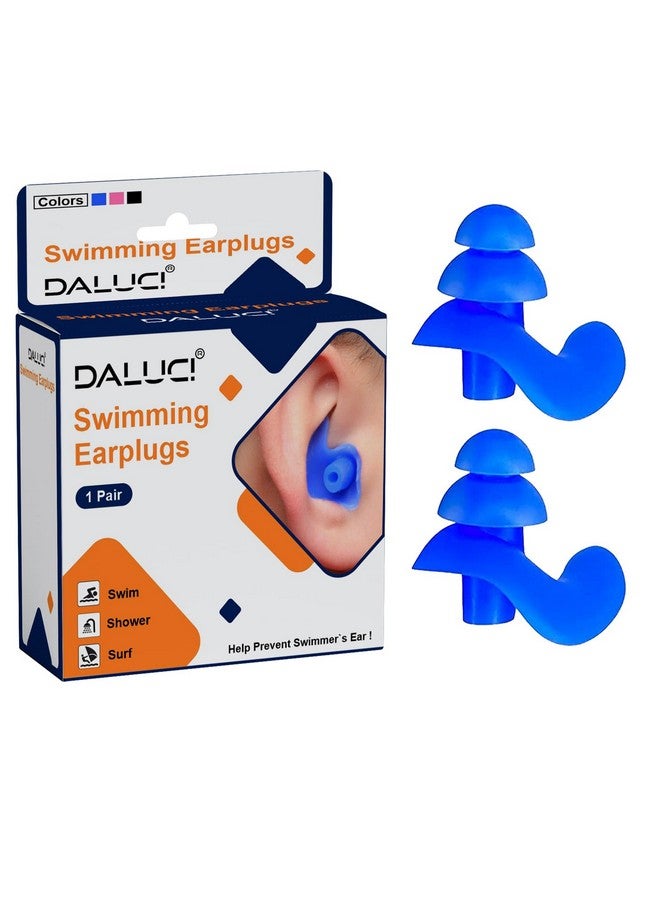 DALUCI DALUCI 2nd Gen Swimming Ear plugs for Men & Women | Ear plugs For Noise Reduction Waterproof Ear Protector from Water to Prevent Swimmer's Ear | Noise Cancellation Ear Plugs For Bathing, Showering, Surfing - 1 Pair (Matte Blue)  - Image 1
