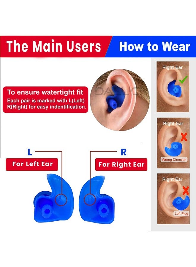DALUCI DALUCI 2nd Gen Swimming Ear plugs for Men & Women | Ear plugs For Noise Reduction Waterproof Ear Protector from Water to Prevent Swimmer's Ear | Noise Cancellation Ear Plugs For Bathing, Showering, Surfing - 1 Pair (Matte Blue)  - Image 5