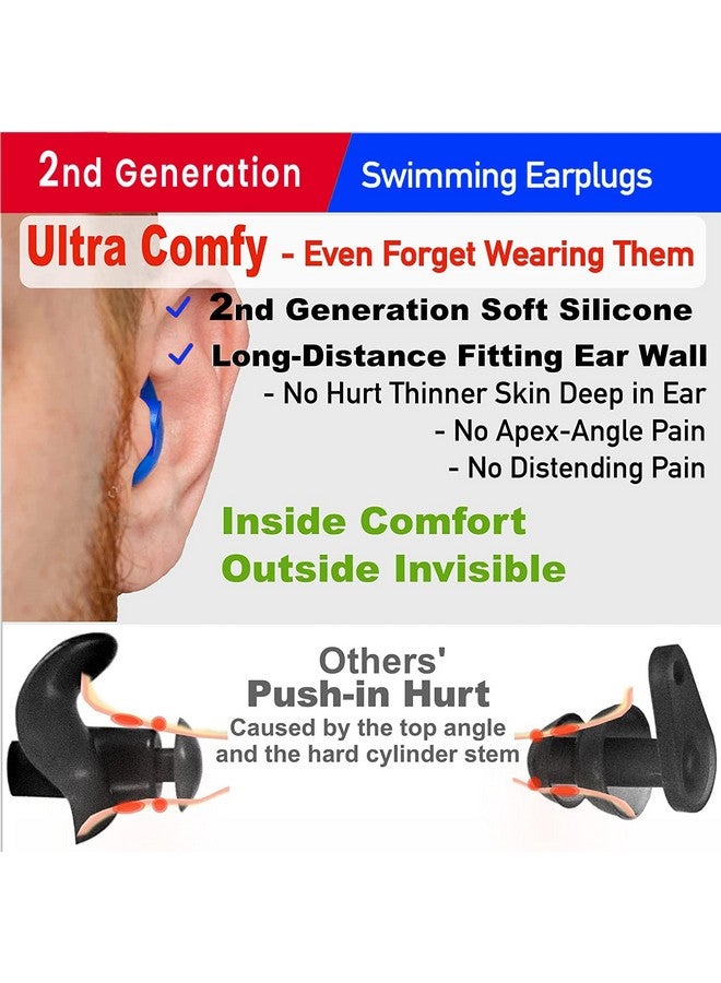 DALUCI DALUCI 2nd Gen Swimming Ear plugs for Men & Women | Ear plugs For Noise Reduction Waterproof Ear Protector from Water to Prevent Swimmer's Ear | Noise Cancellation Ear Plugs For Bathing, Showering, Surfing - 1 Pair (Matte Blue)  - Image 2