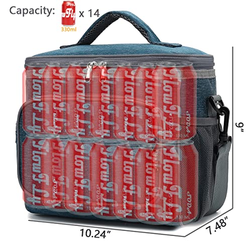 FlowFly Insulated Reusable Lunch Bag Adult Large Lunch Box for Women and Men with Adjustable Shoulder Strap,Front Zipper Pocket and Dual Large Mesh Side Pockets,Royal - Image 4