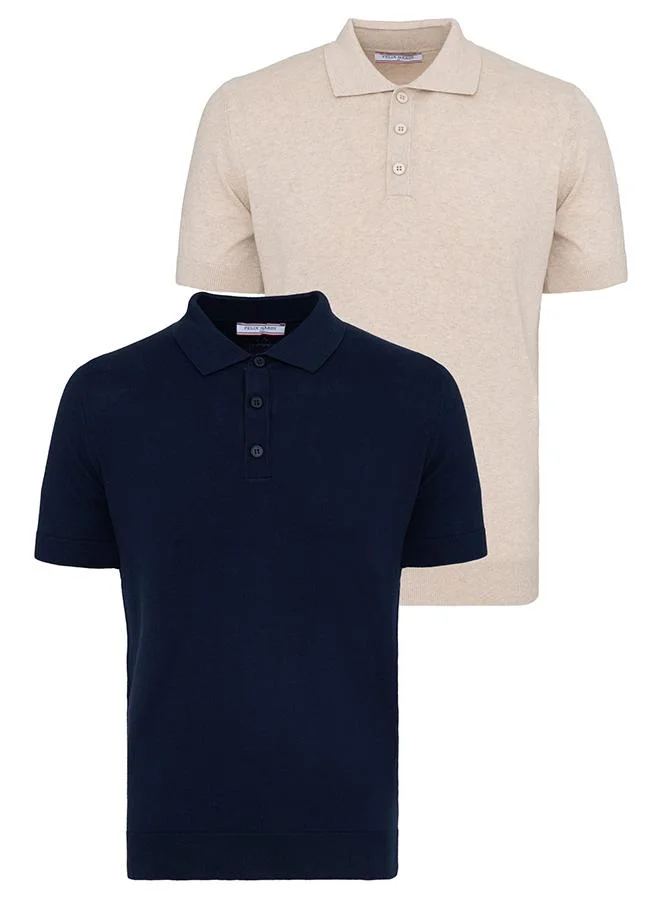 FELIX HARDY Men's 100% Cotton Polo Shirt Short Sleeve Pack of 2