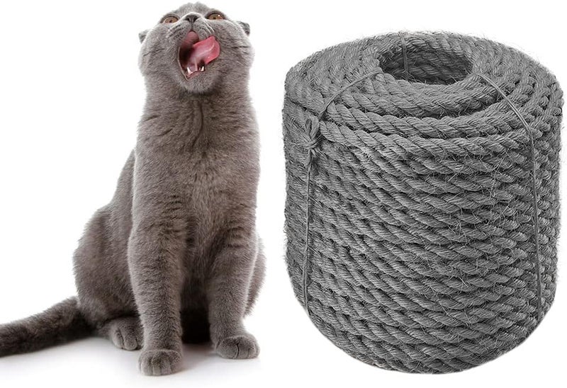 CAThrone Sisal Rope 6mm for Cat Scratcher Repair and Replace Cat Scratching Post, DIY Scratching Furniture - Cat Tree, Scratch Carpet & Mat, Cat Kicker Toys, Gray 164ft/50m - Image 1