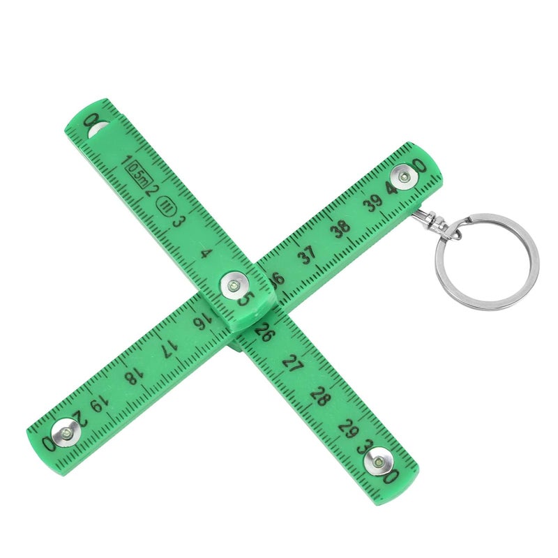 AQXREIGHT Folding Ruler 0.5m Portable ABS Keychain Green for Carpentry Tiling - Image 2