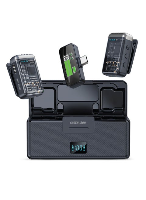 GM-90X Microphone Compatible with Type-C Devices and 3-Level Noise Cancellation / Portable Microphone / Digital Display / Ultra-Low Latency / Vibration Feedback - Black