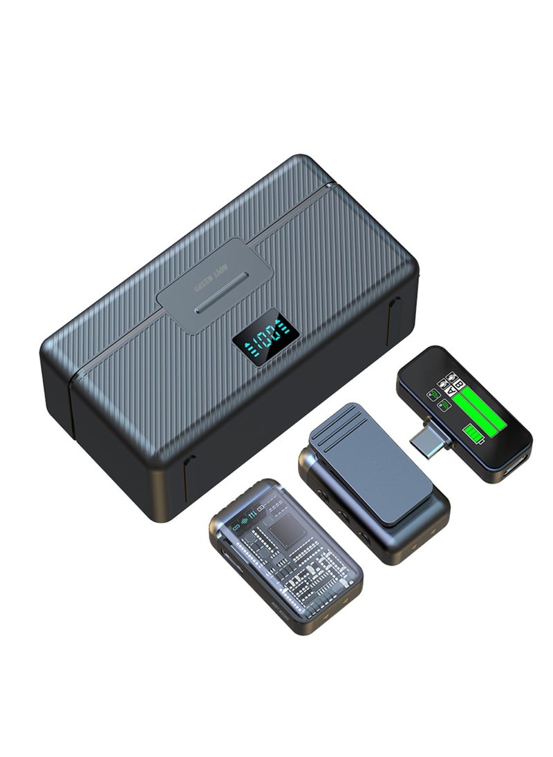 GM-90X Microphone Compatible with Type-C Devices and 3-Level Noise Cancellation / Portable Microphone / Digital Display / Ultra-Low Latency / Vibration Feedback - Black
