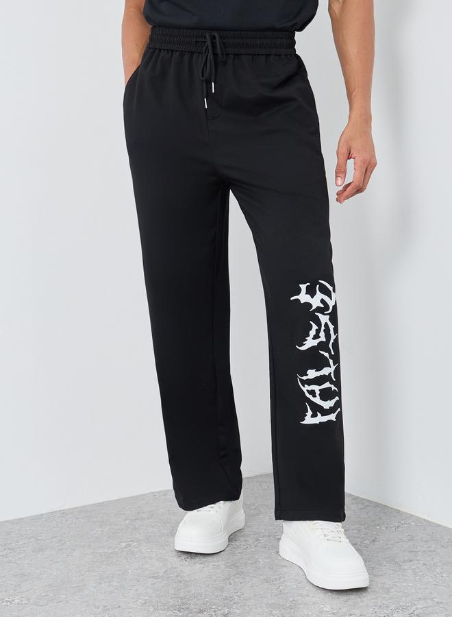 Styli Woven Oversized Joggers with Placement Print - Image 1