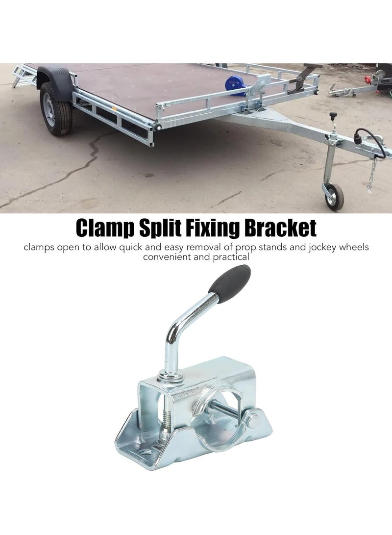 GGOOT Jockey Wheel Prop Stand, Trailer Jockey Wheel Split Clamp Prop Stand Support Mount for 48mm/1.89in Pipe Diameter - Image 2