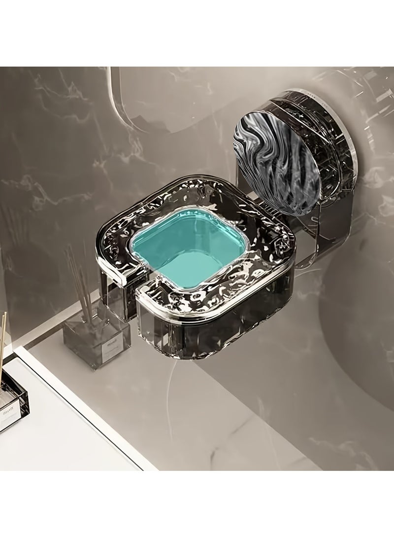 Transparent Black Hair Dryer Holder with Wave Design - Wall Mount Bathroom Organizer for Easy Installation & Adjustable Height | Hair Dryer Rack for Bathroom Hanger - Image 2