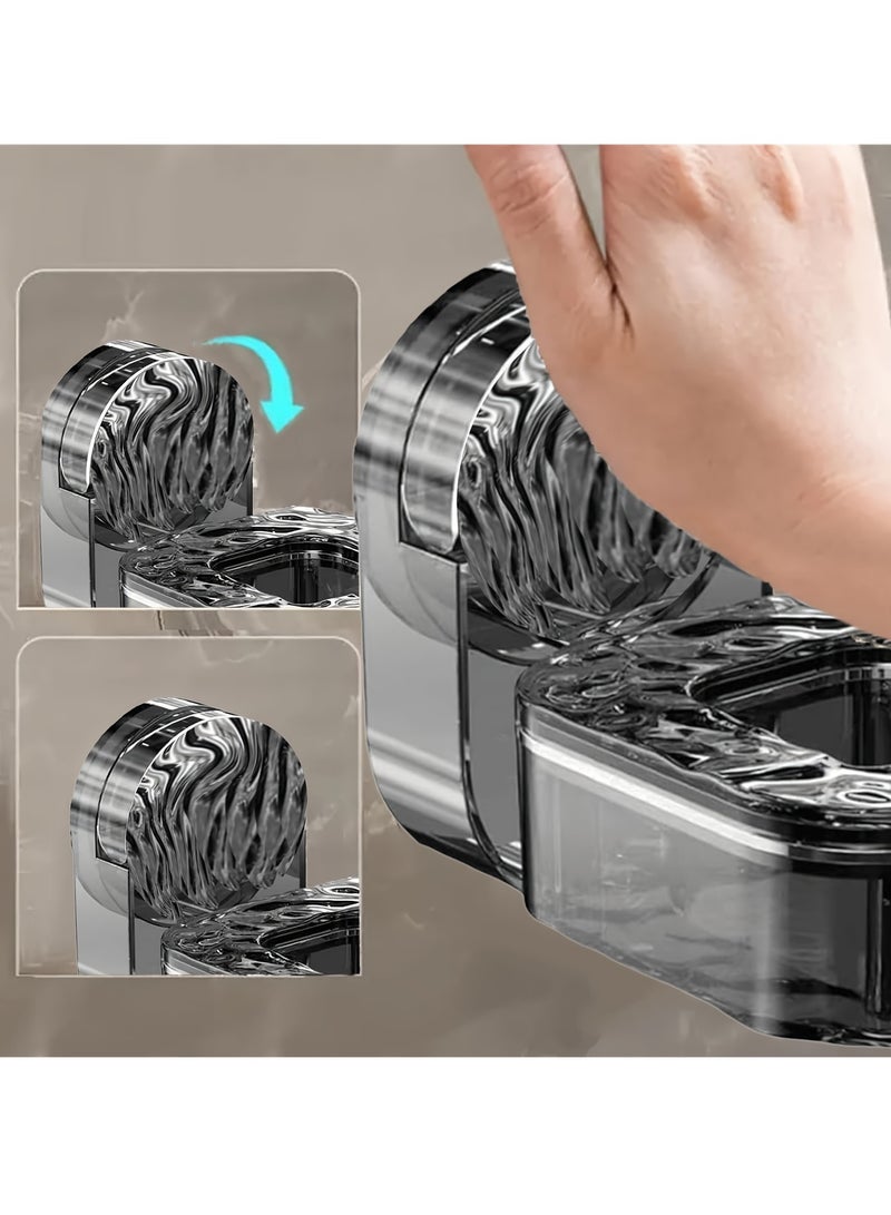 Transparent Black Hair Dryer Holder with Wave Design - Wall Mount Bathroom Organizer for Easy Installation & Adjustable Height | Hair Dryer Rack for Bathroom Hanger - Image 5