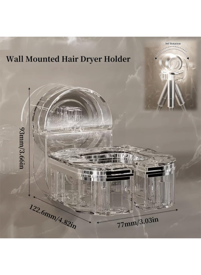 Aiorddl 1 Piece Hair Dryer Storage Rack, Non Perforated Wall Mounted Holder, Space Saving Hair Dryer Cylinder Bracket for Home Bathroom Toilet - Image 2