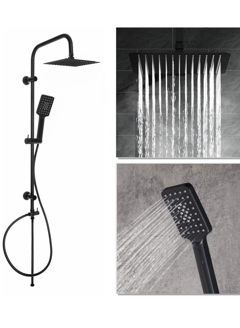 Generic - Riser & Down Shower - Shower Mixer Set with Wall Mounted Shower System, Hardware Kit with Overhead Shower Head and Multifunctional Hand Shower Set, Modern, Easy to Install, Black - Image 1